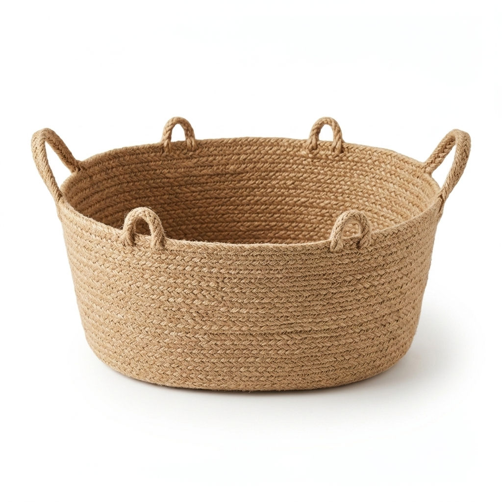 Jute Oval Basket for Stylish Home Organizer